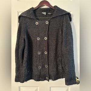 HARLEY DAVIDSON XXL Wool Gray Double Breasted Shawl Collar Moto Grunge Cardigan